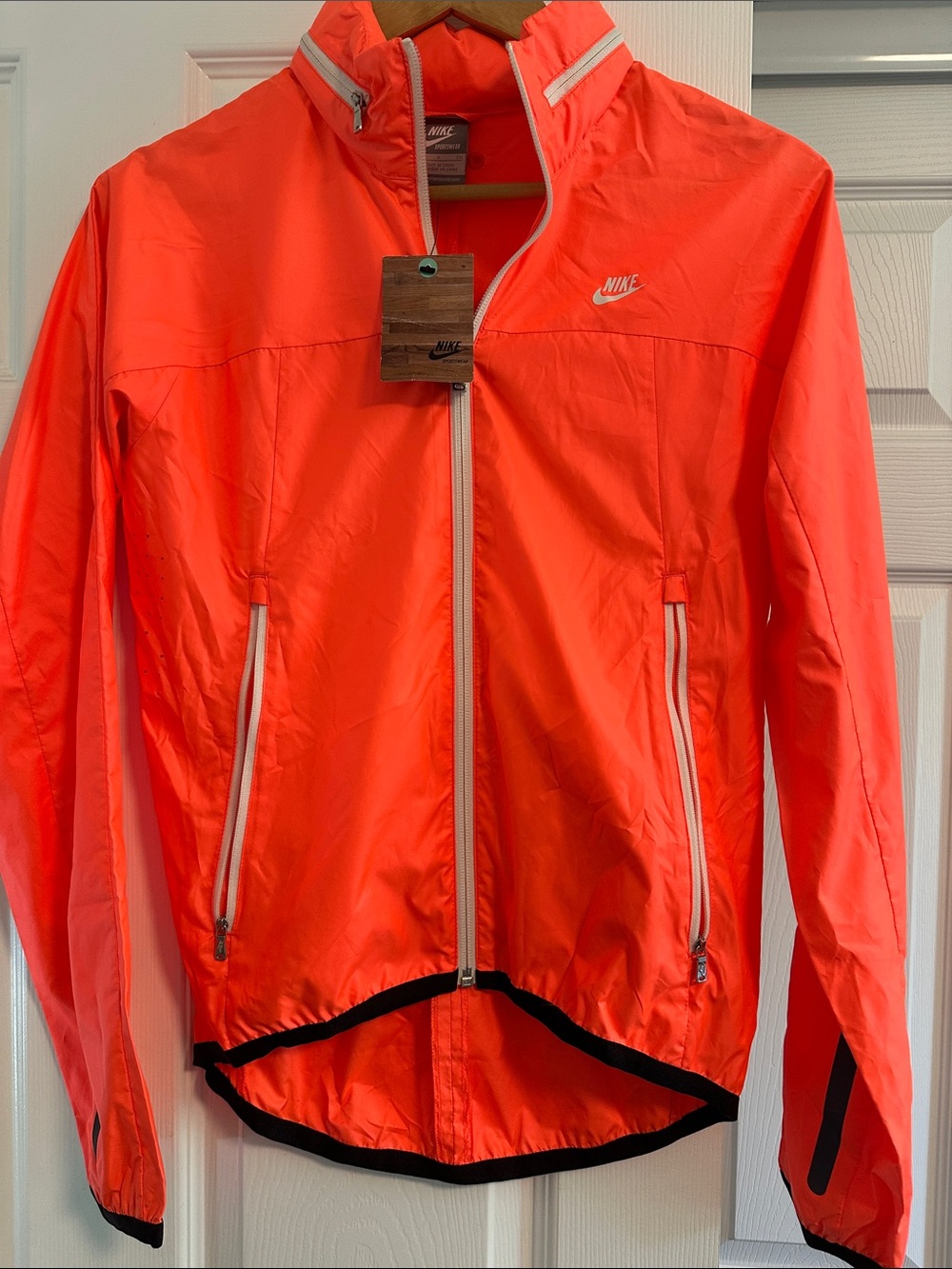 Nike Neon Coral Zip Windbreaker with White Accents